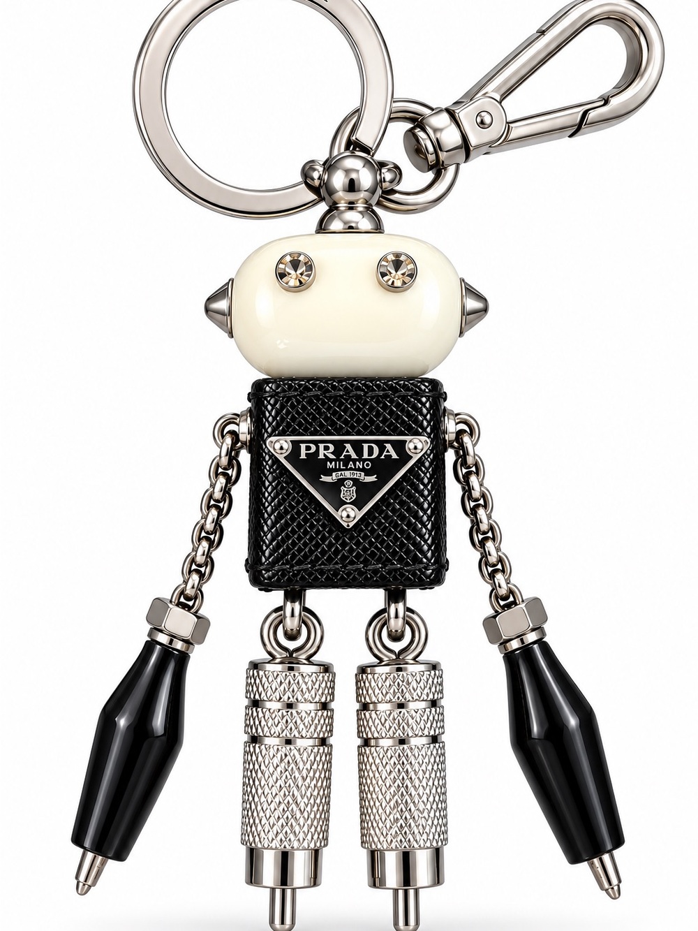 Robot Saffiano leather keychain charm